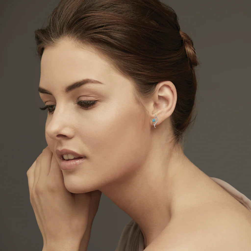 AQUAMARINE ZIRCON EARRINGS - 925 SILVER