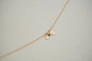 Initial Mini Oval Tag Birthstone